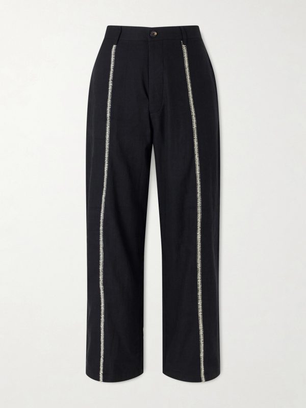 Rabari Sultan Straight-Leg Embroidered Cotton Trousers