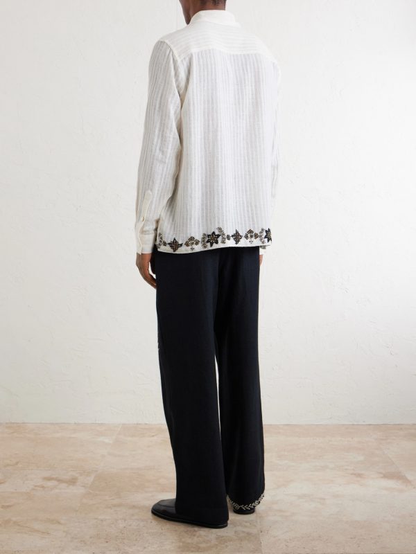 Camp-Collar Embroidered Cotton Shirt - BK Camp-Collar Embroidered Cotton Shirt - BK