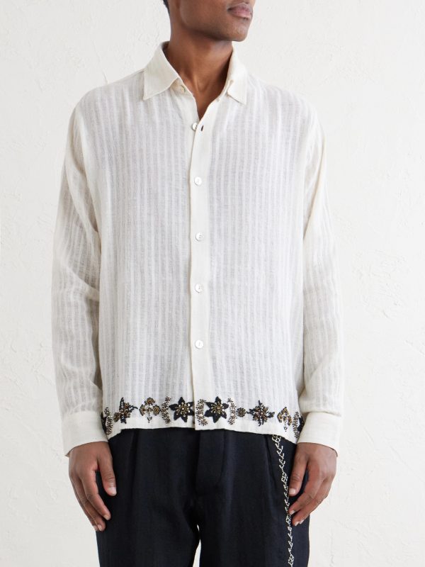 Camp-Collar Embroidered Cotton Shirt - FR Camp-Collar Embroidered Cotton Shirt - FR