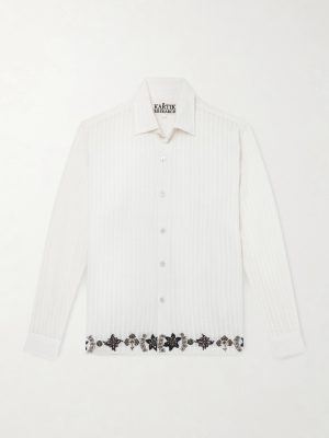 Camp-Collar Embroidered Cotton Shirt Camp-Collar Embroidered Cotton Shirt