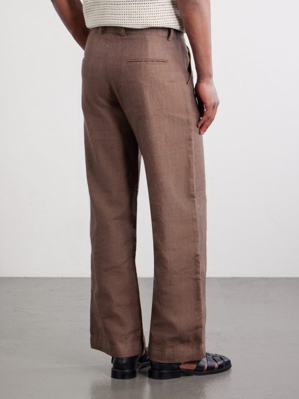 Straight-Leg Striped Linen Trousers - BK