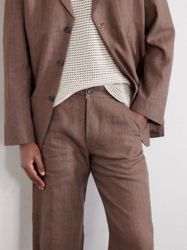 Straight-Leg Striped Linen Trousers - CU