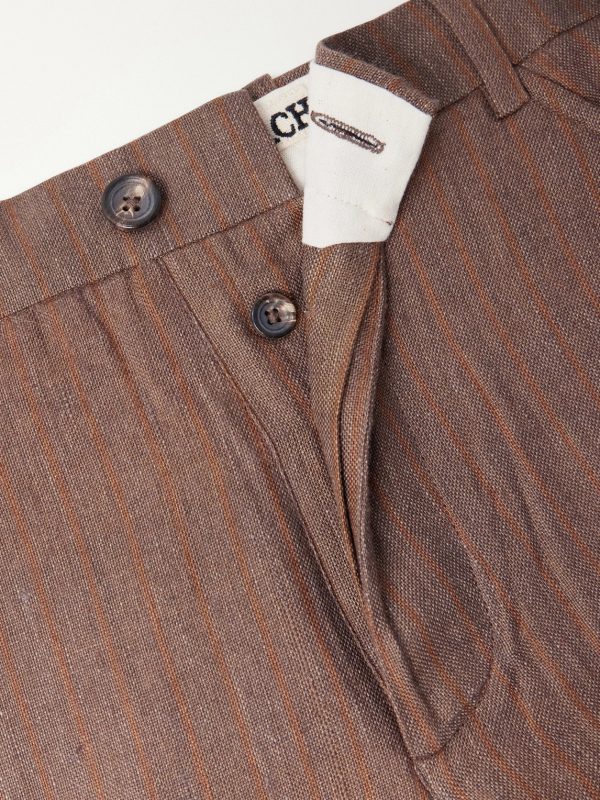 Straight-Leg Striped Linen Trousers - E1