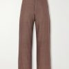 Straight-Leg Striped Linen Trousers