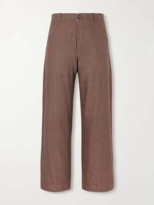 Straight-Leg Striped Linen Trousers Straight-Leg Striped Linen Trousers