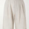 Straight-Leg Pleated Embroidered Linen Shorts Straight-Leg Pleated Embroidered Linen Shorts