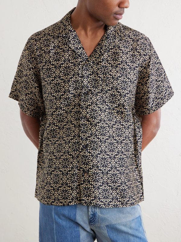 Camp-Collar Printed Silk Shirt - FR
