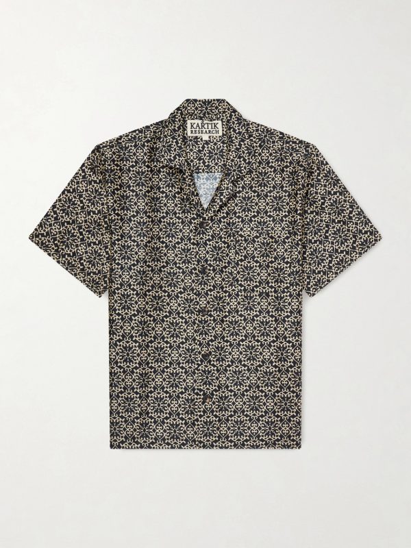 Camp-Collar Printed Silk Shirt