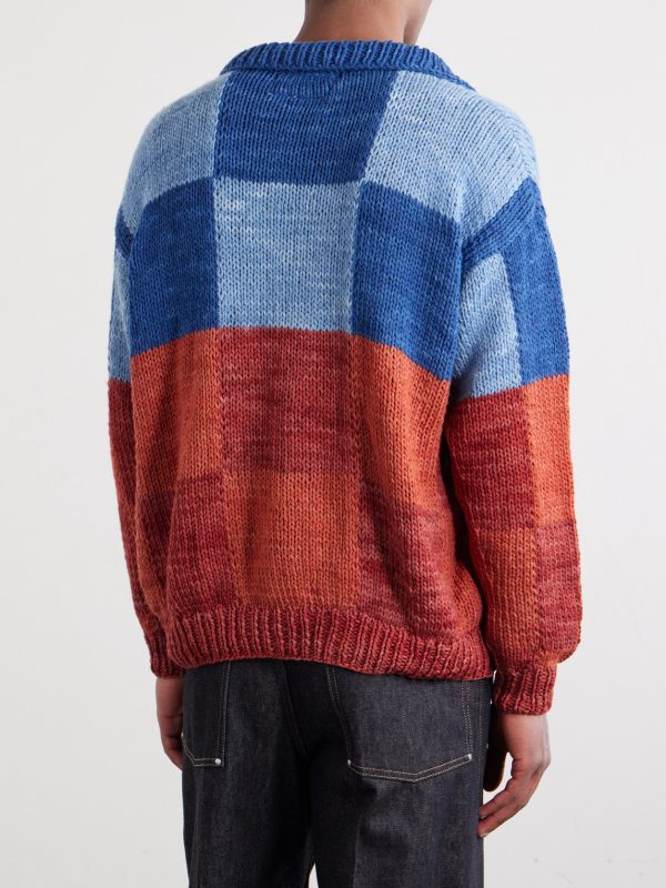 Patchwork Knitted Wool Sweater - BK Patchwork Knitted Wool Sweater - BK