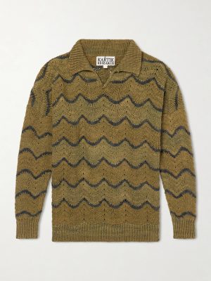 Striped Knitted Cotton Polo Sweater Striped Knitted Cotton Polo Sweater