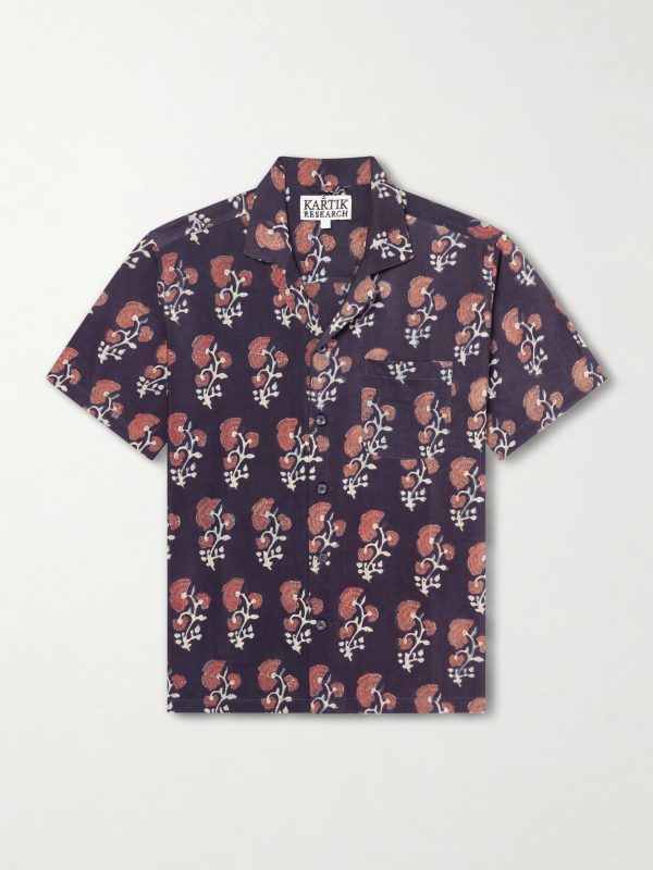 Camp-Collar Floral-Print Silk Shirt Camp-Collar Floral-Print Silk Shirt