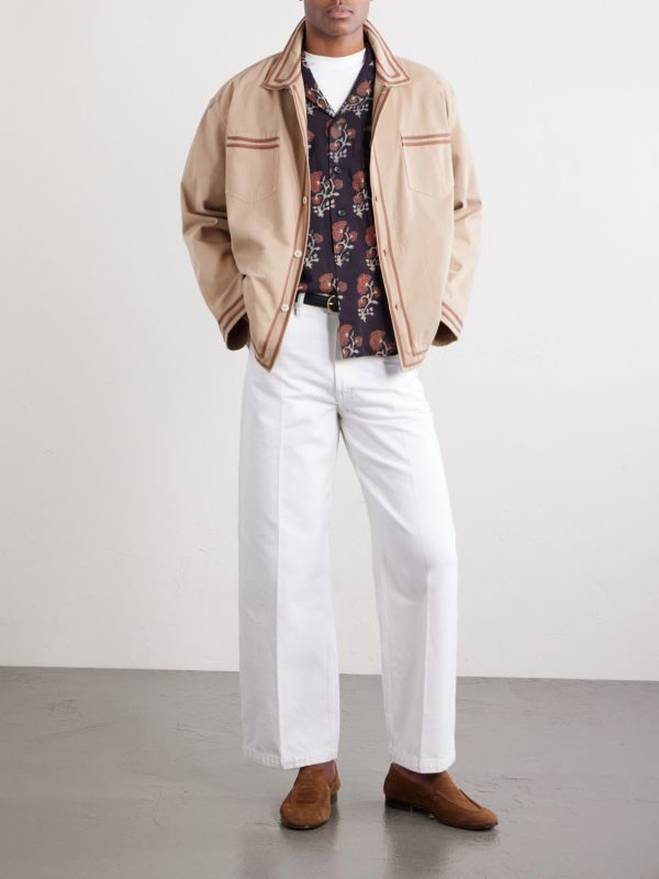 Camp-Collar Floral-Print Silk Shirt - OU Camp-Collar Floral-Print Silk Shirt - OU