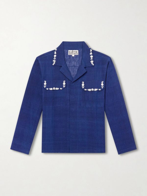 Surya Camp-Collar Embellished Embroidered Cotton Shirt Surya Camp-Collar Embellished Embroidered Cotton Shirt
