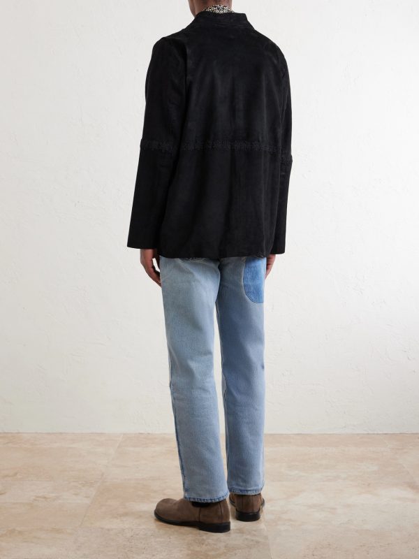 Embroidered Suede Blazer - BK