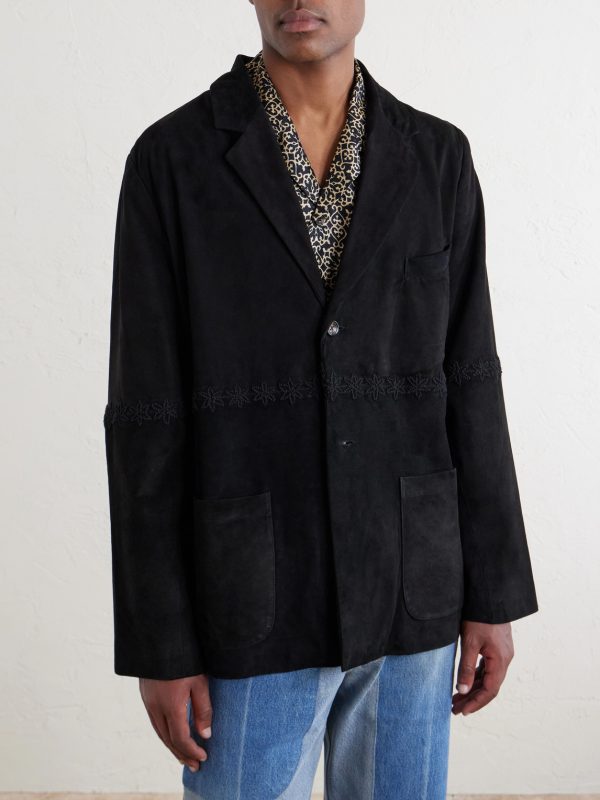 Embroidered Suede Blazer - FR