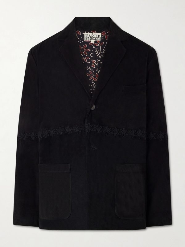 Embroidered Suede Blazer