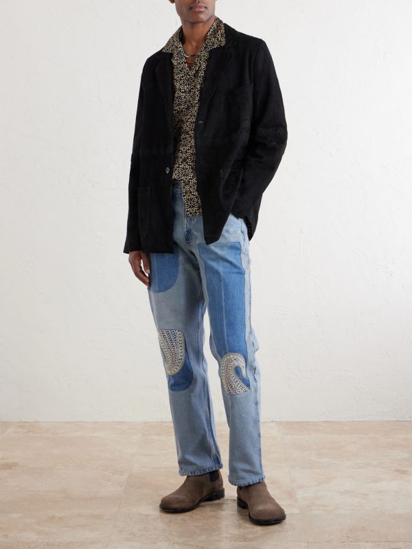 Embroidered Suede Blazer - OU