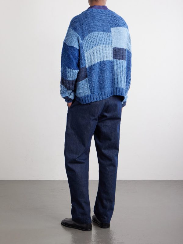 Patchwork Cable-Knit Wool Cardigan - BK Patchwork Cable-Knit Wool Cardigan - BK