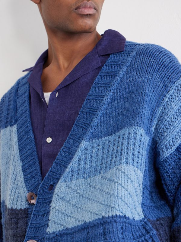 Patchwork Cable-Knit Wool Cardigan - CU Patchwork Cable-Knit Wool Cardigan - CU