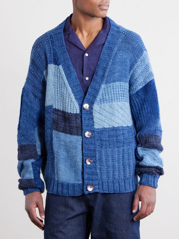 Patchwork Cable-Knit Wool Cardigan - FR Patchwork Cable-Knit Wool Cardigan - FR