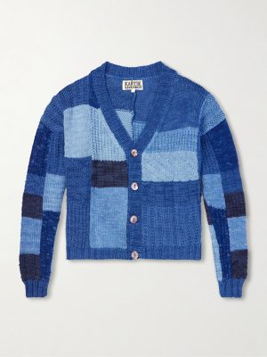 Patchwork Cable-Knit Wool Cardigan