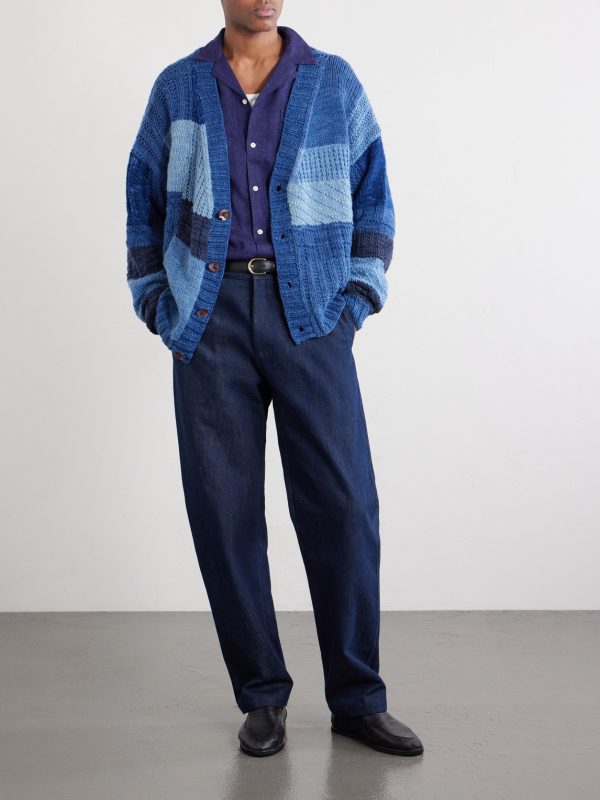 Patchwork Cable-Knit Wool Cardigan - OU Patchwork Cable-Knit Wool Cardigan - OU