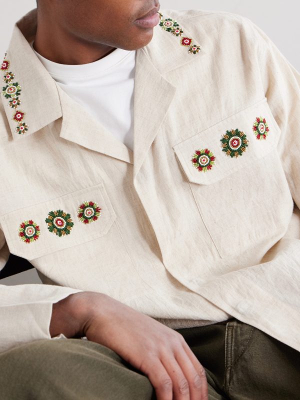Surya Camp-Collar Embroidered Cotton Shirt - CU Surya Camp-Collar Embroidered Cotton Shirt - CU