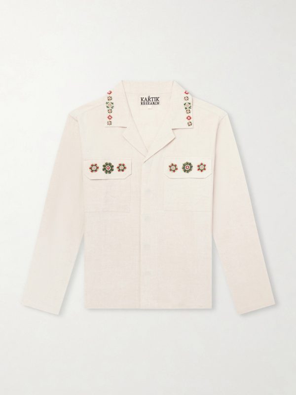 Surya Camp-Collar Embroidered Cotton Shirt Surya Camp-Collar Embroidered Cotton Shirt