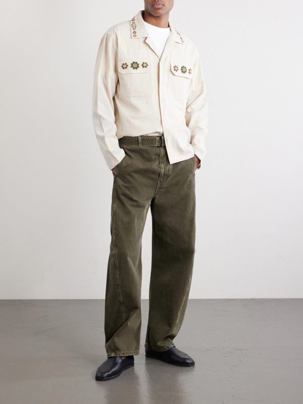 Surya Camp-Collar Embroidered Cotton Shirt - OU Surya Camp-Collar Embroidered Cotton Shirt - OU