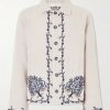 Bead-embellished Embroidered Linen Jacket