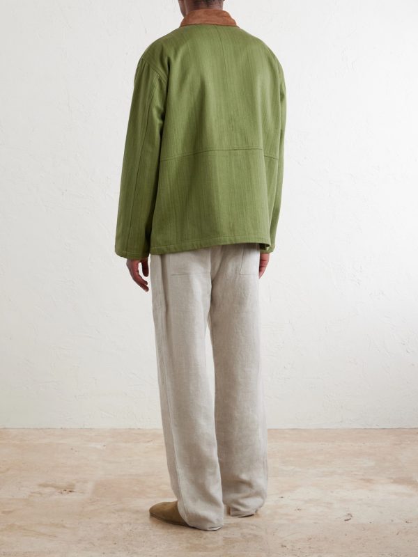 Jodhpur Embroidered Suede-Trimmed Cotton Jacket - BK Jodhpur Embroidered Suede-Trimmed Cotton Jacket - BK