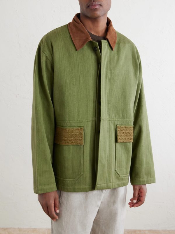 Jodhpur Embroidered Suede-Trimmed Cotton Jacket - FR Jodhpur Embroidered Suede-Trimmed Cotton Jacket - FR