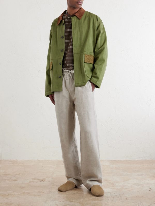 Jodhpur Embroidered Suede-Trimmed Cotton Jacket - OU Jodhpur Embroidered Suede-Trimmed Cotton Jacket - OU