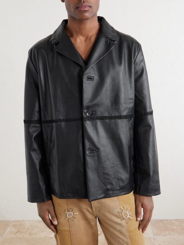 Embroidered Leather Jacket - FR