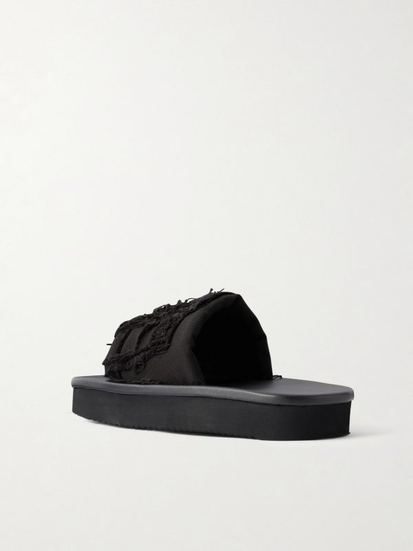 Frayed Denim Slides - BK Frayed Denim Slides - BK