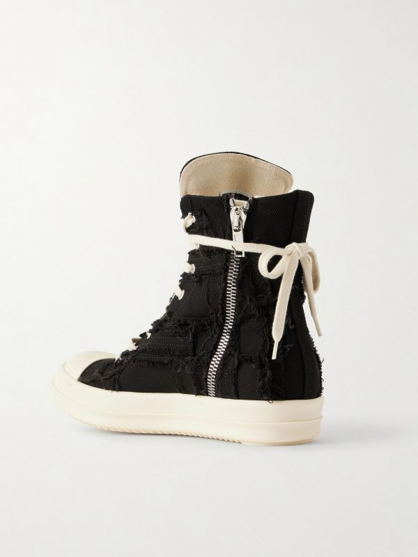 Frayed Denim High-Top Sneakers - BK