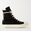Frayed Denim High-Top Sneakers