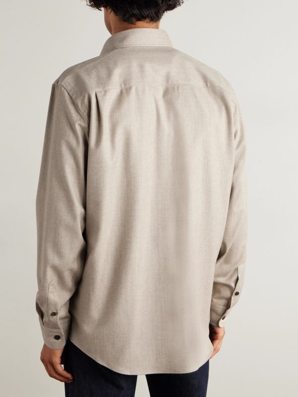 Cutaway-Collar Wool and Cashmere-Blend Shirt - BK Cutaway-Collar Wool and Cashmere-Blend Shirt - BK