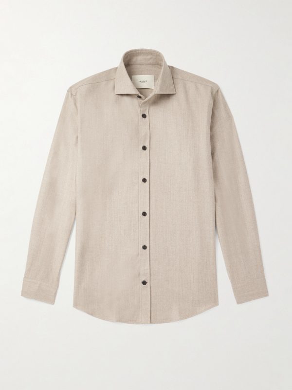 Cutaway-Collar Wool and Cashmere-Blend Shirt Cutaway-Collar Wool and Cashmere-Blend Shirt