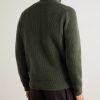 Orkney Ribbed-Knit Wool Zip-Up Cardigan - BK