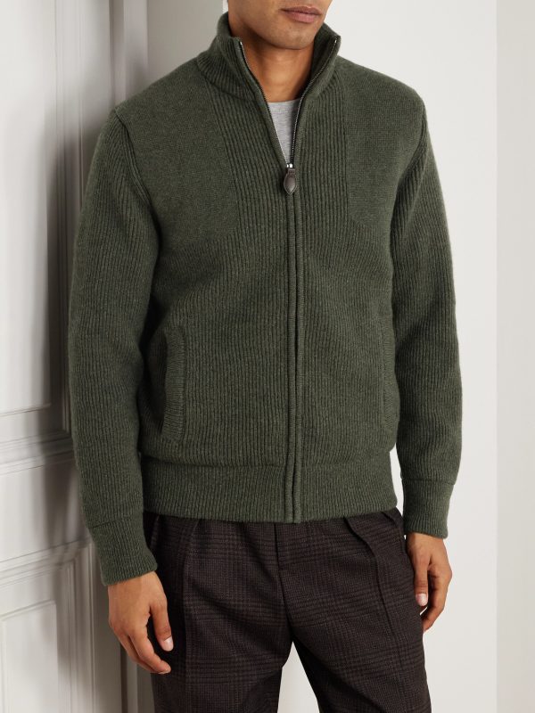 Orkney Ribbed-Knit Wool Zip-Up Cardigan - FR