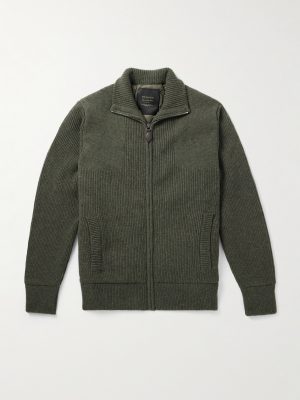Orkney Ribbed-Knit Wool Zip-Up Cardigan