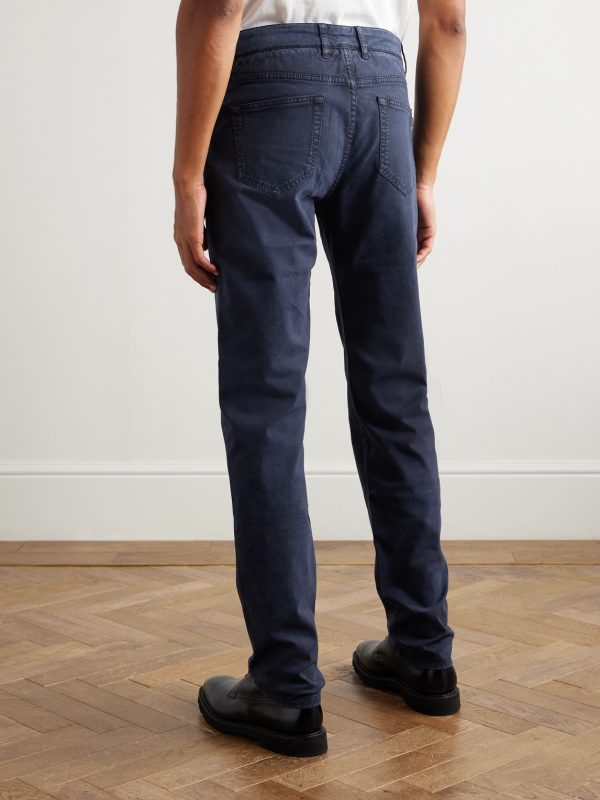 Slim-Fit Straight-Leg Cotton-Blend Twill Trousers - BK