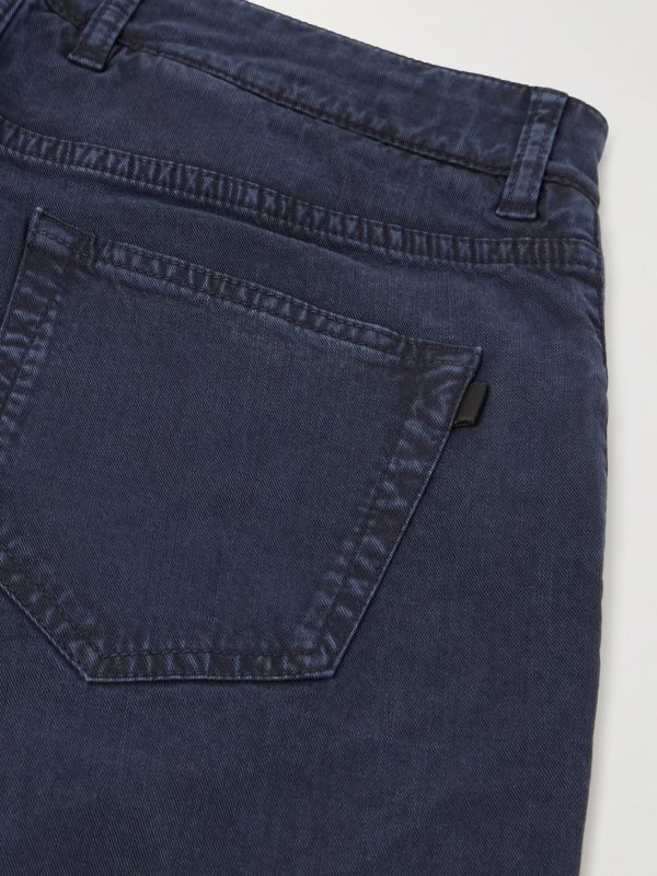 Slim-Fit Straight-Leg Cotton-Blend Twill Trousers - CU