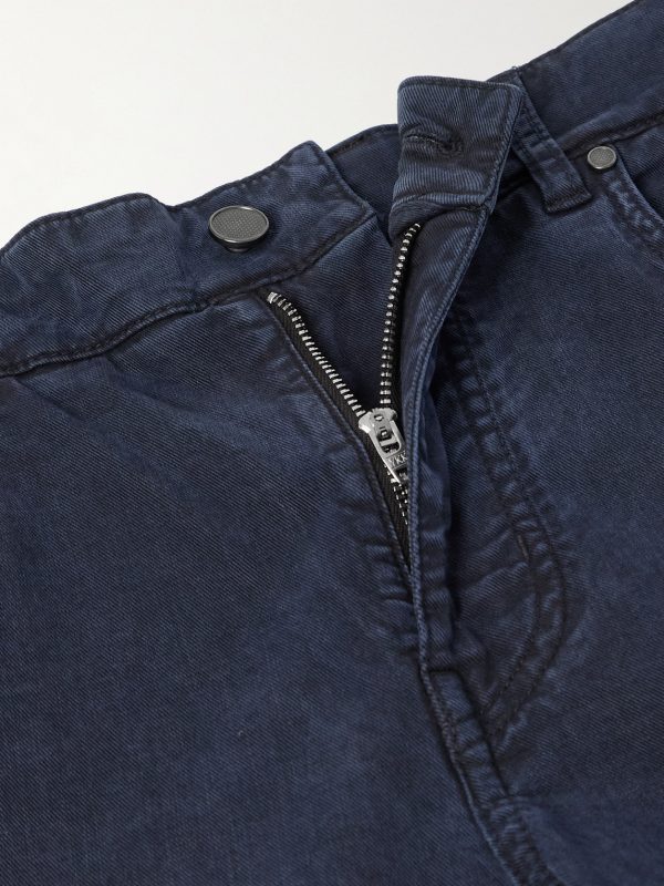 Slim-Fit Straight-Leg Cotton-Blend Twill Trousers - E1
