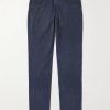 Slim-Fit Straight-Leg Cotton-Blend Twill Trousers