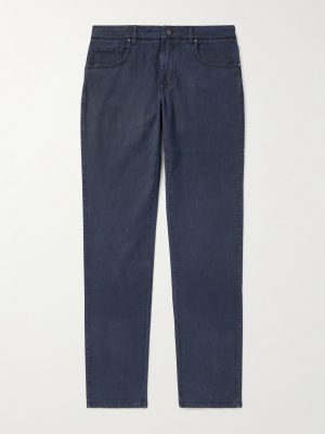 Slim-Fit Straight-Leg Cotton-Blend Twill Trousers Slim-Fit Straight-Leg Cotton-Blend Twill Trousers