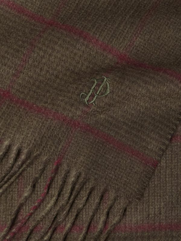 Logo-Embroidered Frayed Prince of Wales Checked Cashmere Scarf - CU Logo-Embroidered Frayed Prince of Wales Checked Cashmere Scarf - CU