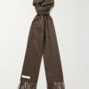 Logo-Embroidered Frayed Prince of Wales Checked Cashmere Scarf Logo-Embroidered Frayed Prince of Wales Checked Cashmere Scarf