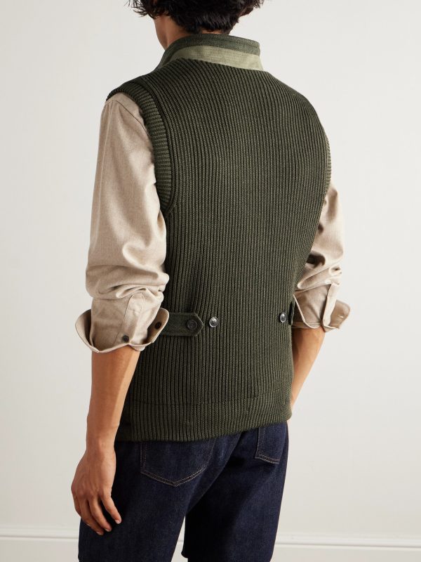 Padded Herringbone Wool-Blend Gilet - BK
